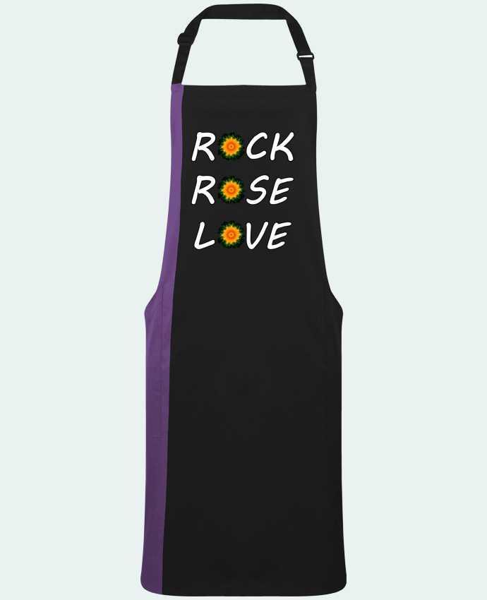 Tablier bicolore Rock, Rose, Love avec fleurs Oranges et Vertes par  LV-CREATOR