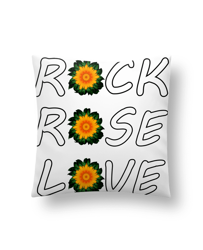 Coussin Rock, Rose, Love avec fleurs Oranges et Vertes par LV-CREATOR