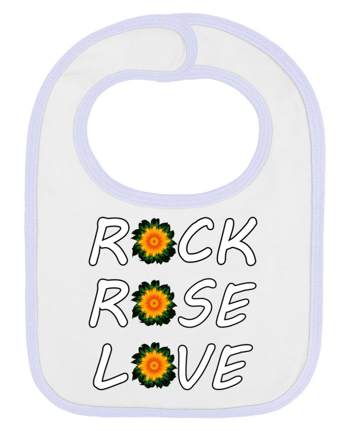 Babero Liso y Contrastado Rock, Rose, Love avec fleurs Oranges et Vertes por LV-CREATOR