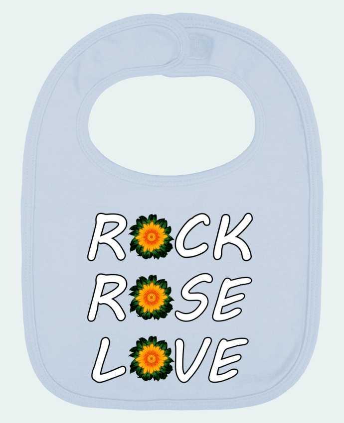 Bavoir bébé uni Rock, Rose, Love avec fleurs Oranges et Vertes par LV-CREATOR