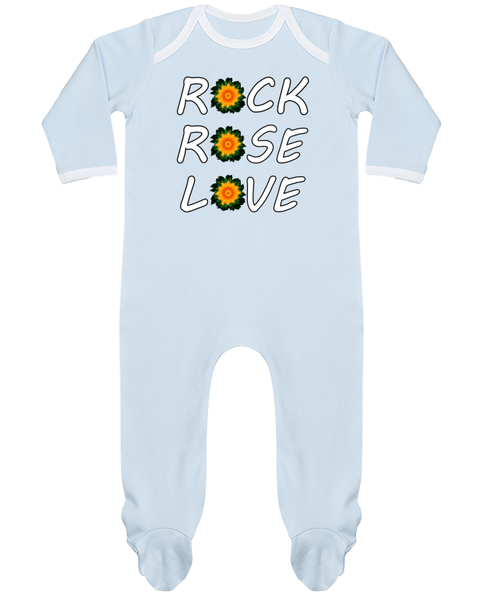 Body Pyjama Bébé Rock, Rose, Love avec fleurs Oranges et Vertes par LV-CREATOR