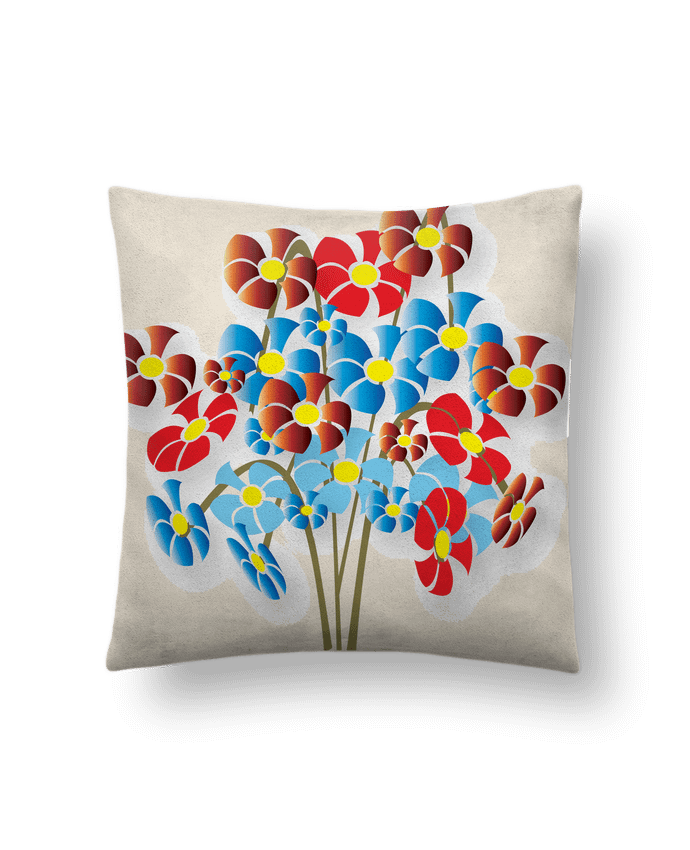 Coussin suédine Bouquet de fleurs par illustraman