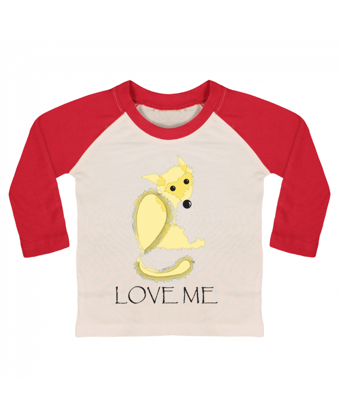 Tee-shirt Bébé Baseball ML Renard love me par illustraman