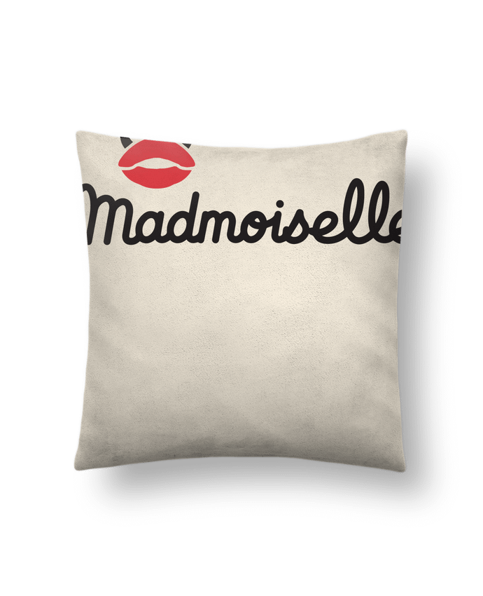 Coussin suédine Madmoiselle + logo par Madmoiselle Rose