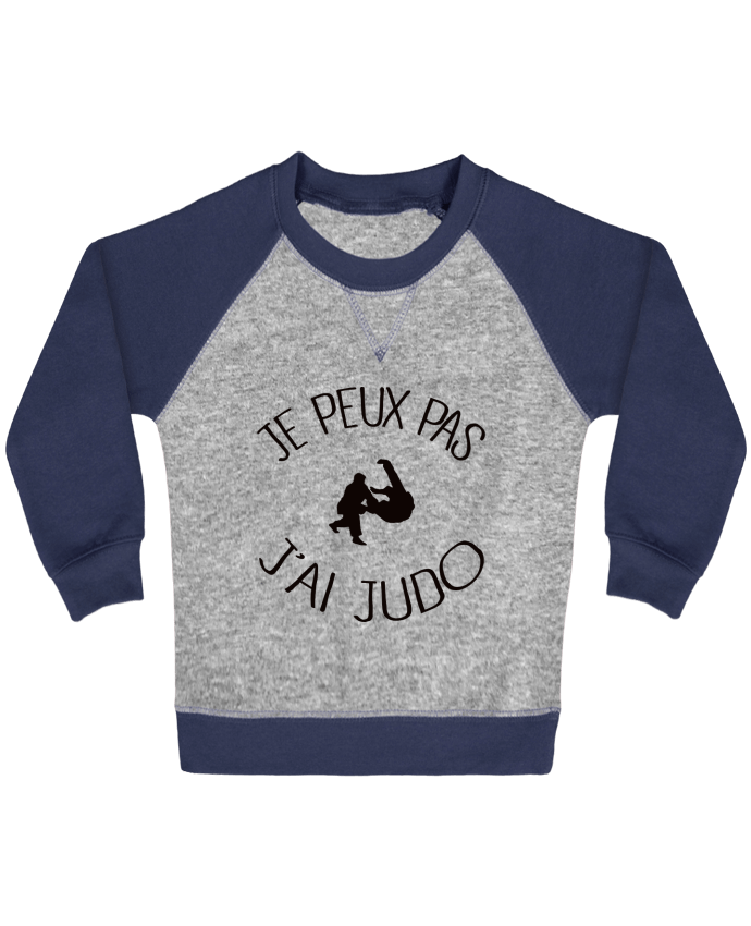 Sweat bébé manches contrastée Je peux pas j'ai Judo par Freeyourshirt.com