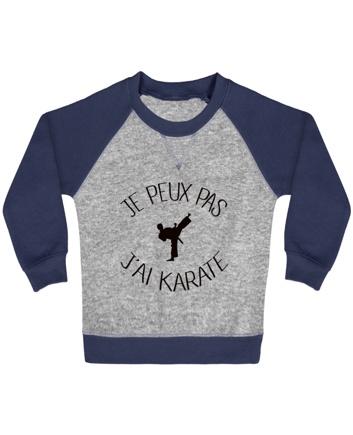 Sweat bébé manches contrastée Je peux pas j'ai karaté par Freeyourshirt.com