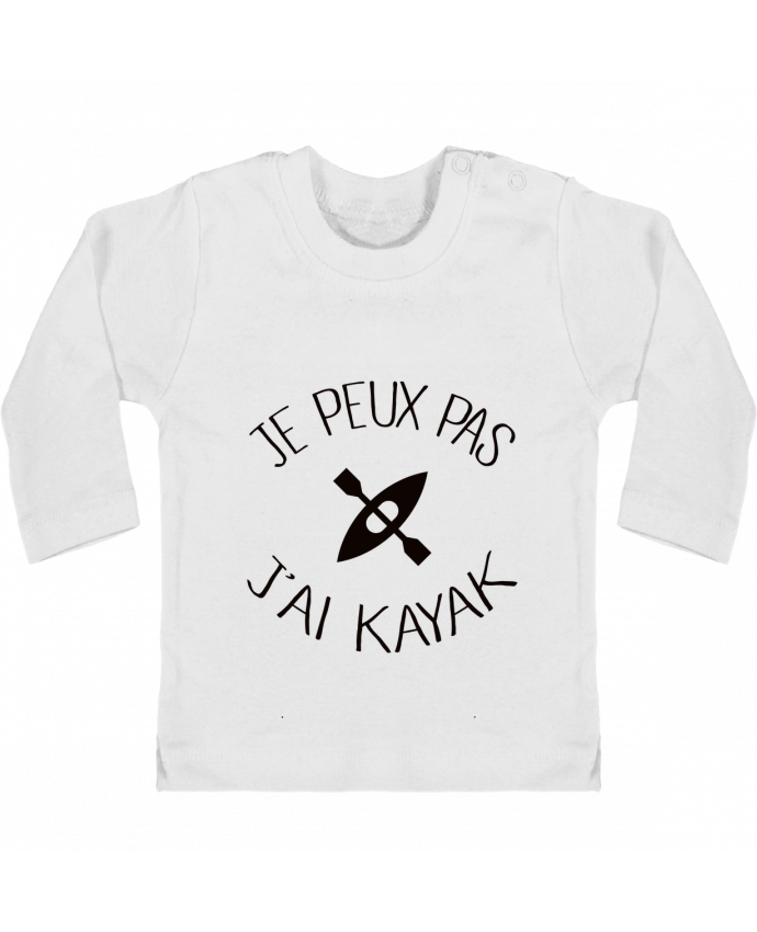 Baby T-shirt with press-studs long sleeve Je peux pas j'ai kayak manches longues du designer Freeyourshirt.com