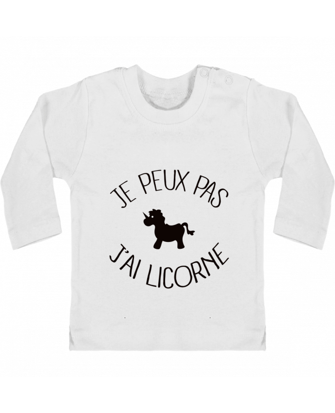 Baby T-shirt with press-studs long sleeve Je peux pas j'ai licorne manches longues du designer Freeyourshirt.com