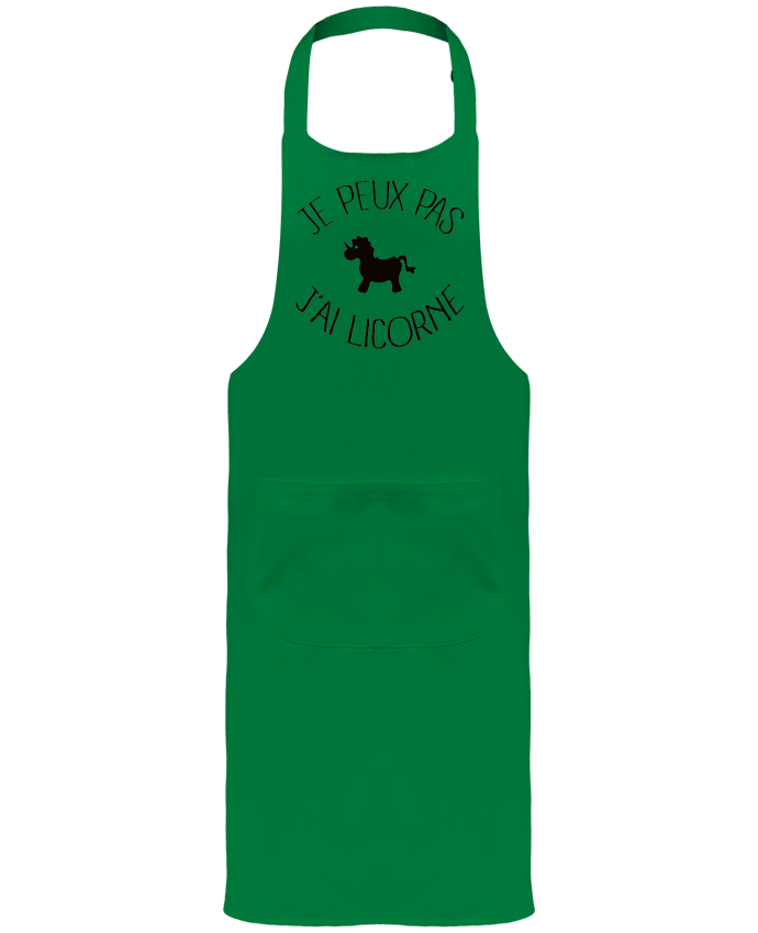 Tablier avec poches Je peux pas j'ai licorne par Freeyourshirt.com