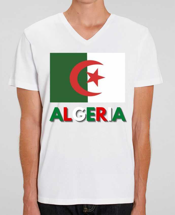 Tee Shirt Homme Col V Stanley PRESENTER Drapeau Algerie idée cadeau -  Tunetoo