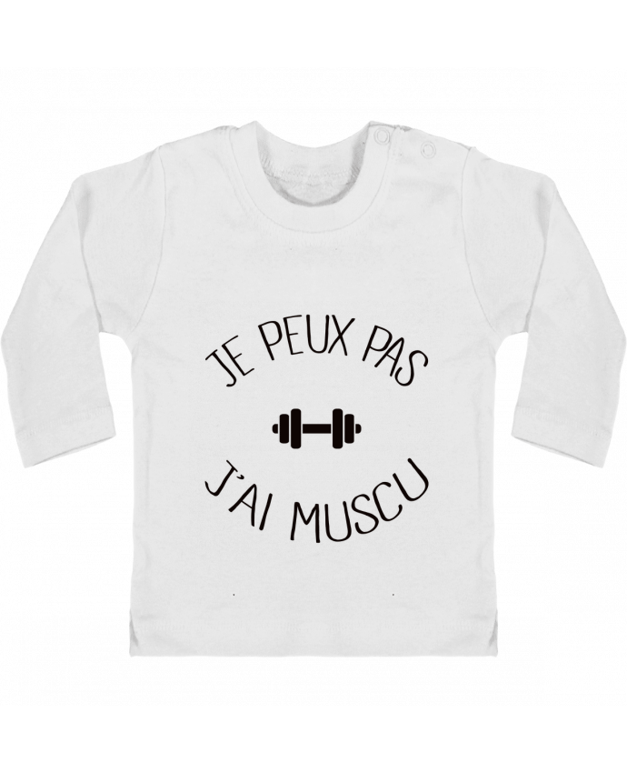 Baby T-shirt with press-studs long sleeve Je peux pas j'ai Muscu manches longues du designer Freeyourshirt.com