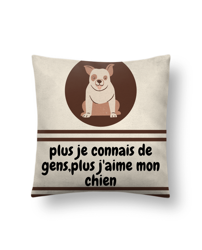 Coussin suédine J'aime mon chien par Anastasia