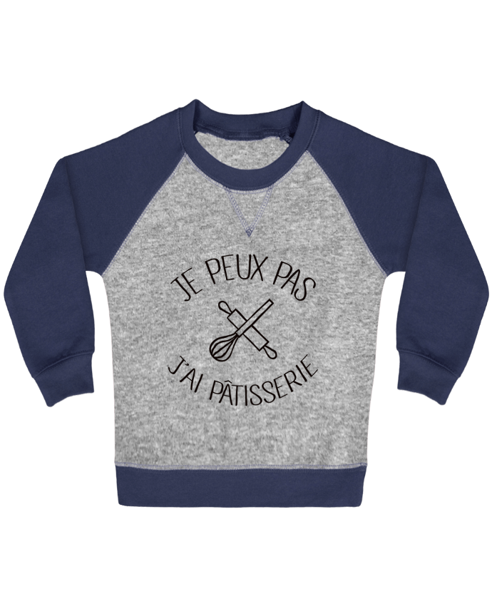 Sweat bébé manches contrastée Je peux pas j'ai pâtisserie par Freeyourshirt.com