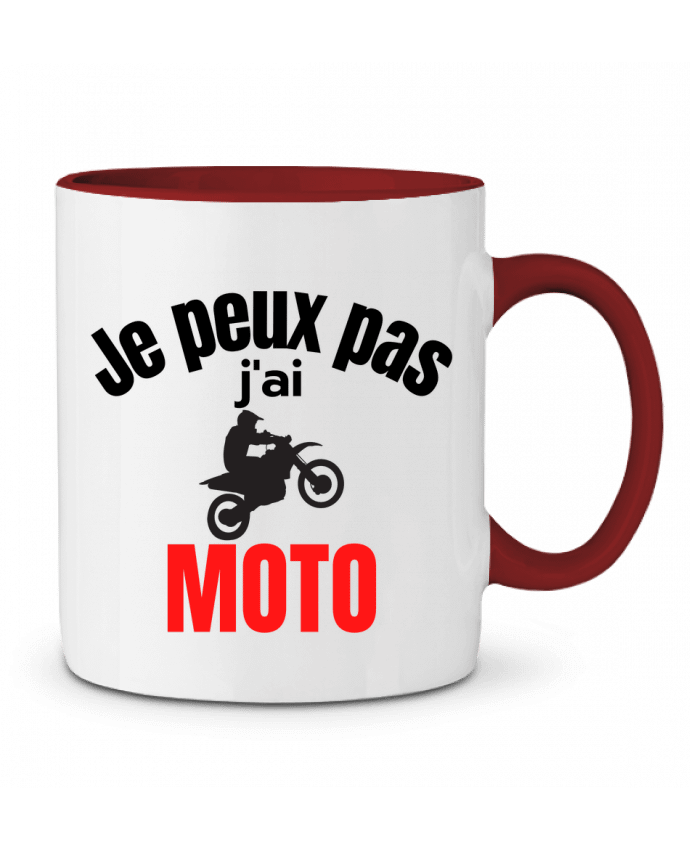 Mug bicolore Je peux pas,j'ai moto Anastasia