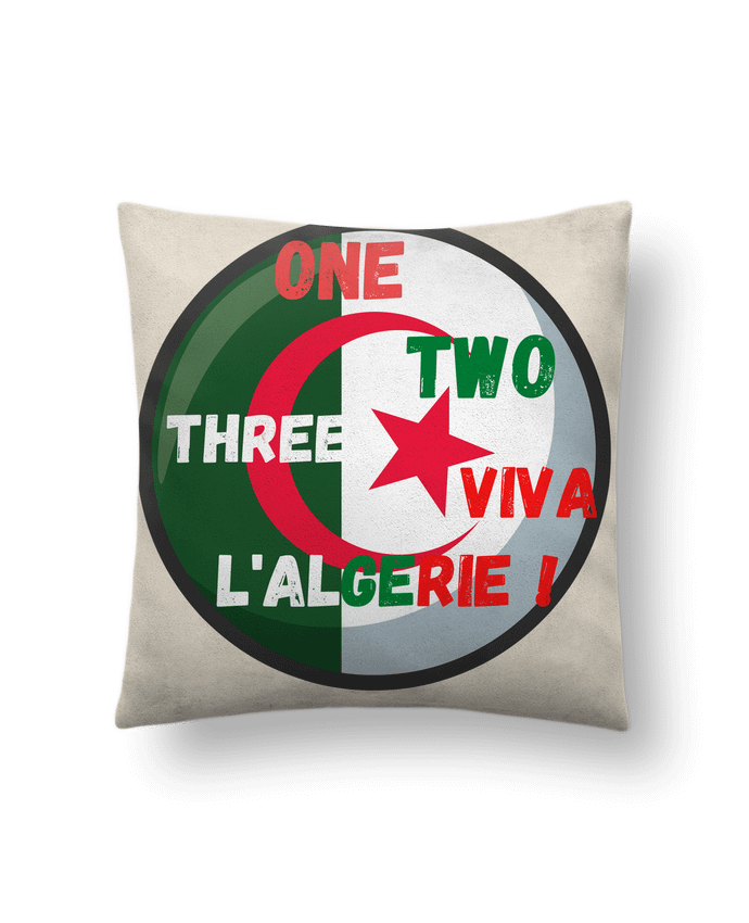 Coussin suédine one,two,three,viva l’Algérie par Anastasia