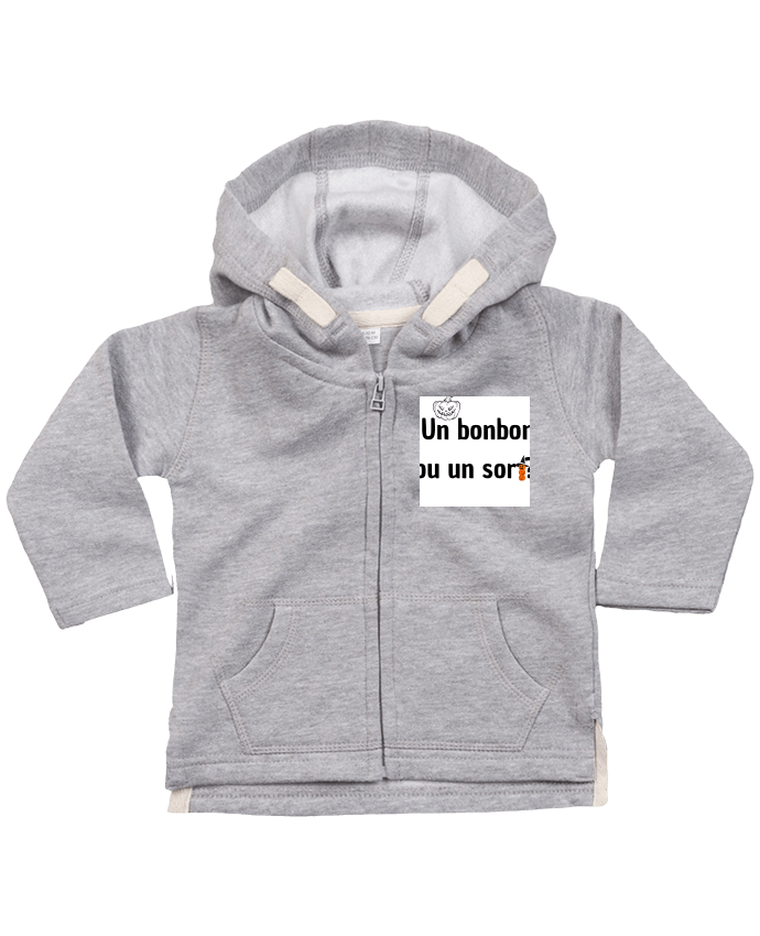 Sweat à capuche bébé zippé Un bonbon ou un sort? par Cysou.hlm