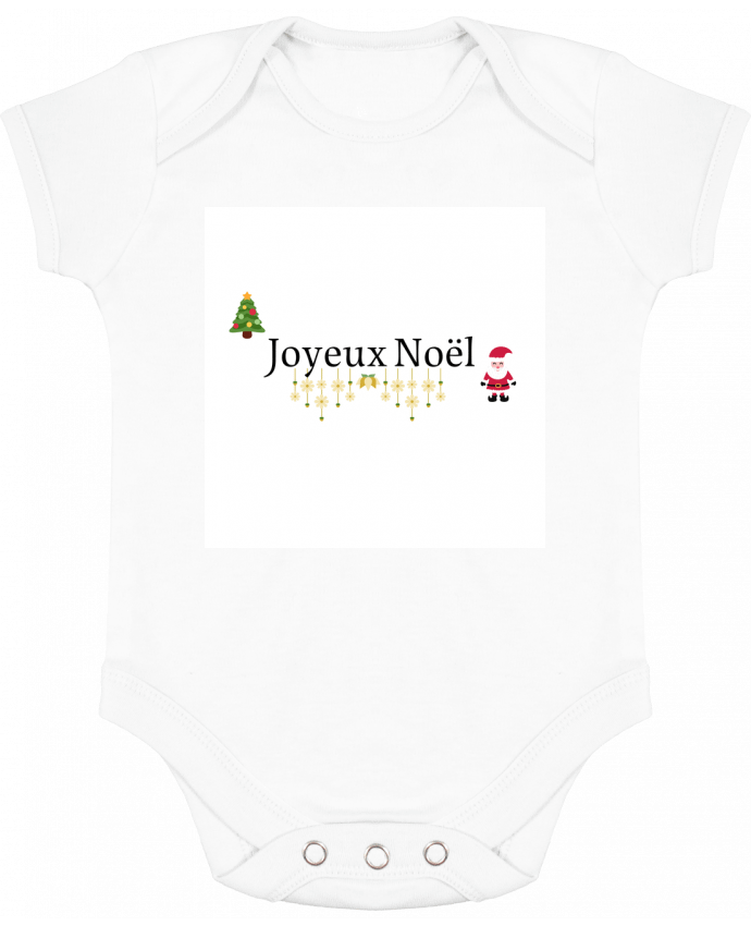 Body bébé manches contrastées Joyeux Noël par Cysou.hlm