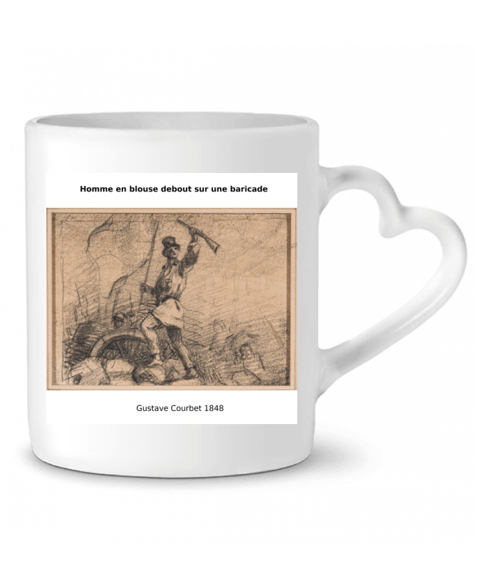 Mug coeur Homme en blouse debout sur une barricade par Museum Boulevard