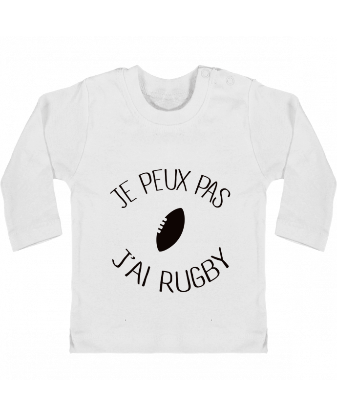 Baby T-shirt with press-studs long sleeve Je peux pas j'ai rugby manches longues du designer Freeyourshirt.com