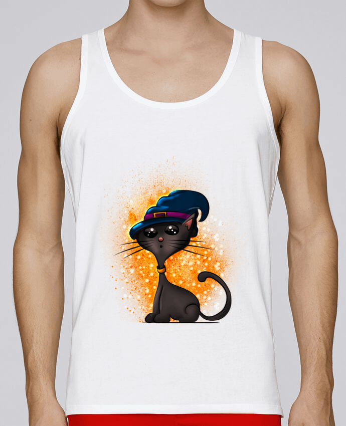 Débardeur homme Chat sorcier d'halloween par GraphiCK-Kids 100% coton bio