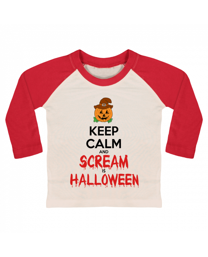 Tee-shirt Bébé Baseball ML Keep Calm and Scream is Halloween par Happinessontheroad