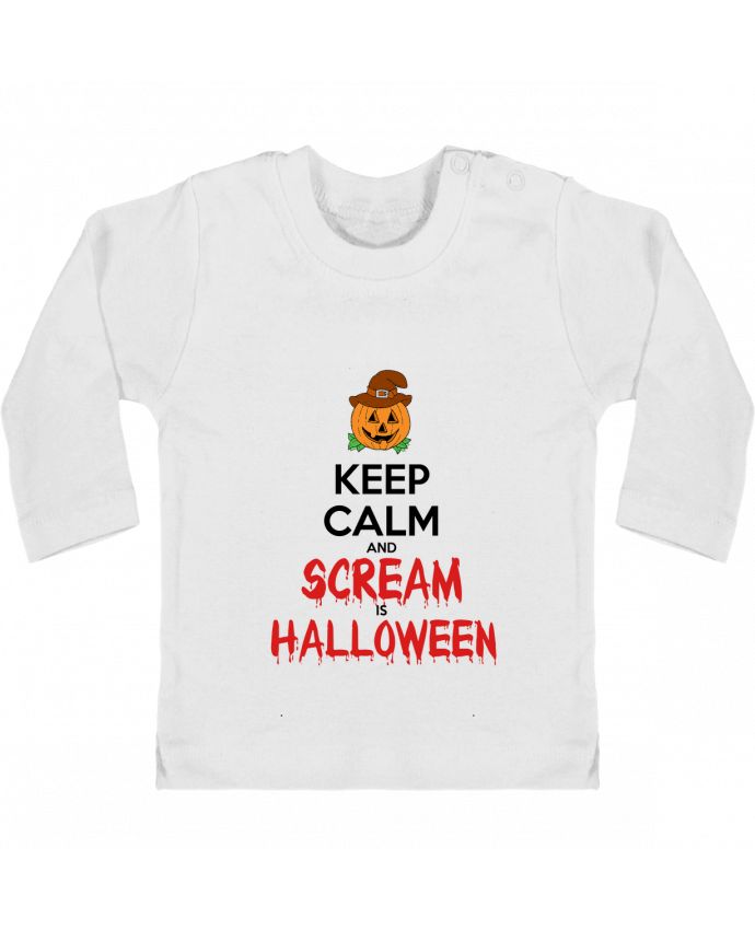 T-shirt bébé Keep Calm and Scream is Halloween manches longues du designer Happinessontheroad