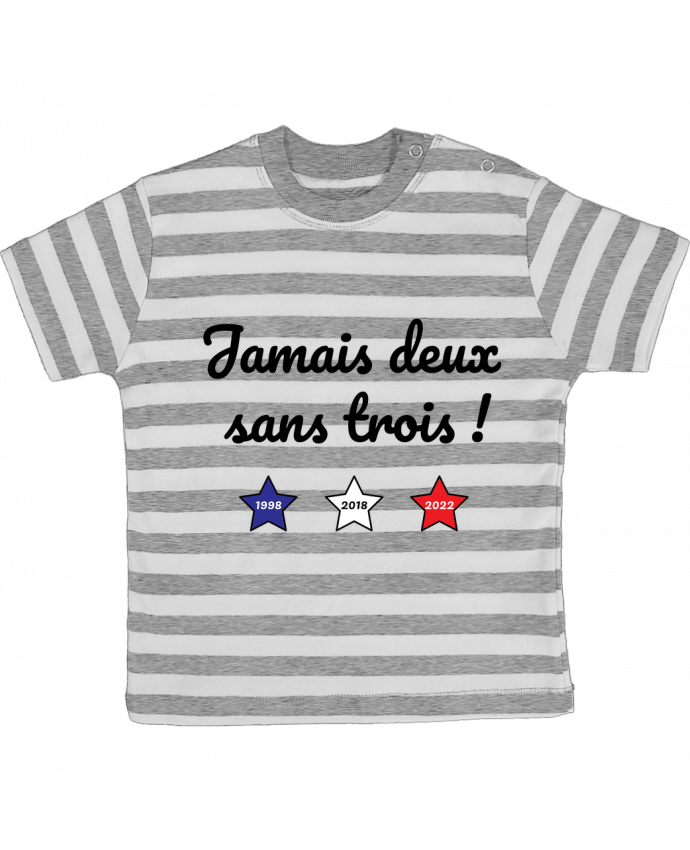 Tee-shirt bébé à rayures Jamais deux sans trois - coupe du monde 2022 par /wait-design