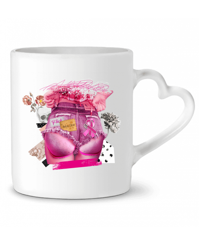 Mug coeur Octobre Rose, Fuck Cancer par Nanoushka