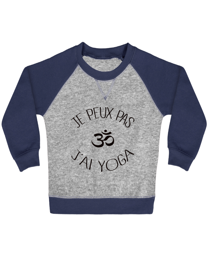 Sweat bébé manches contrastée Je peux pas j'ai Yoga par Freeyourshirt.com
