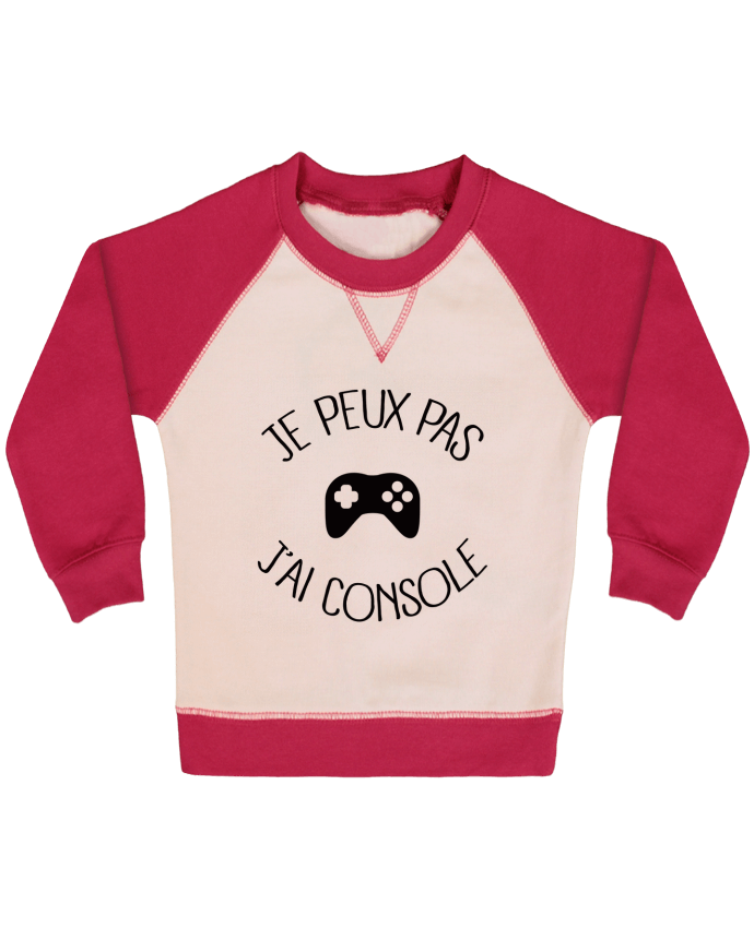 Sweatshirt Baby crew-neck sleeves contrast raglan Je peux pas j'ai Console by Freeyourshirt.com