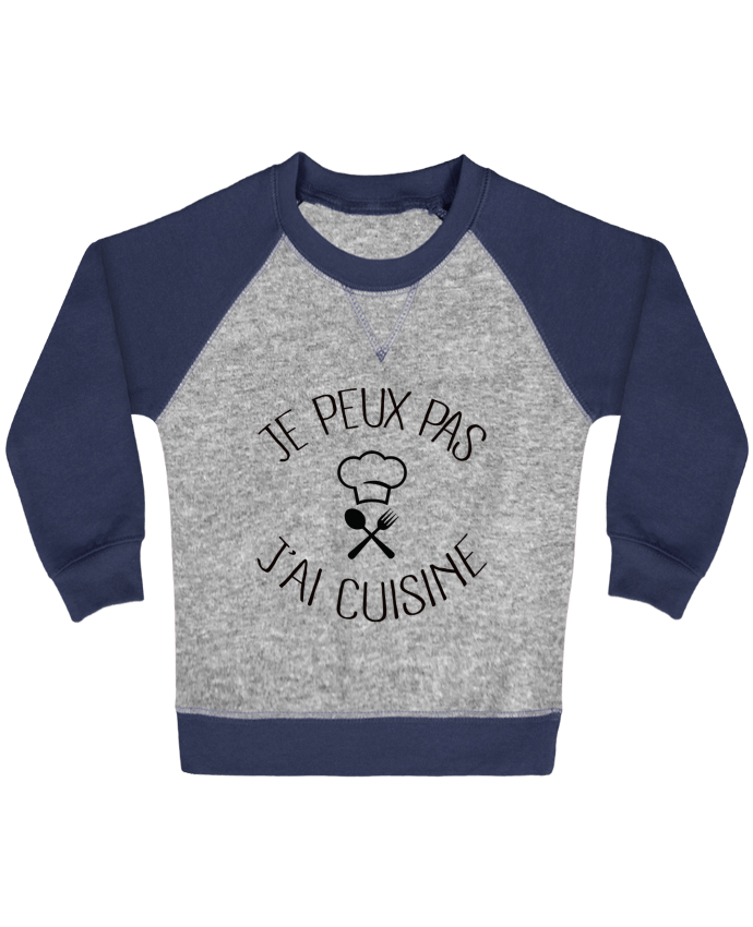 Sweat bébé manches contrastée je peux pas j'ai cuisine par Freeyourshirt.com