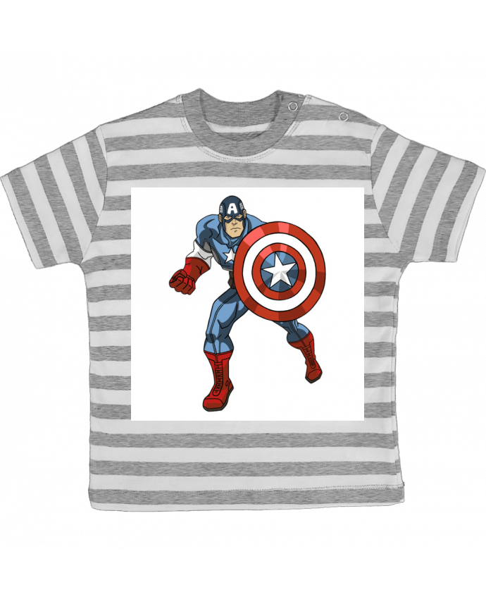 Tee-shirt bébé à rayures Captain America par Claracrea 