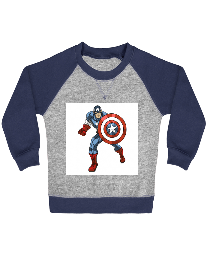 Sweat bébé manches contrastée Captain America par Claracrea 