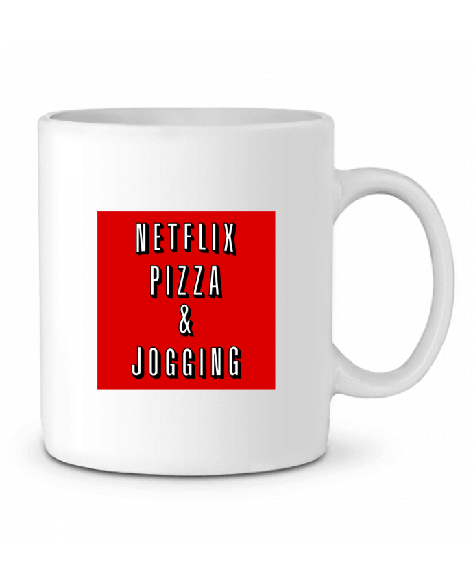 Ceramic Mug Netflix Pizza & Jogging by WBang