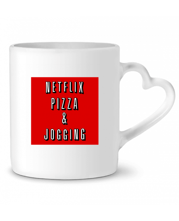 Taza Corazón Netflix Pizza & Jogging por WBang