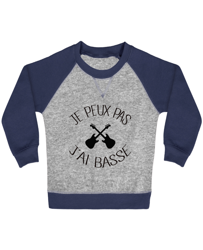Sweat bébé manches contrastée Je peux pas j'ai Basse par Freeyourshirt.com