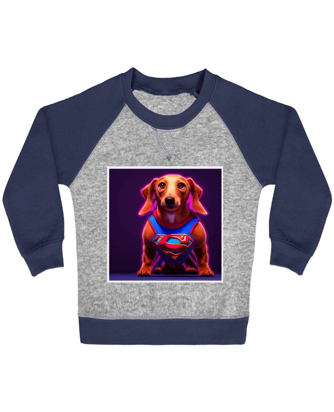 Sweat bébé manches contrastée Superdog! par a-Creations