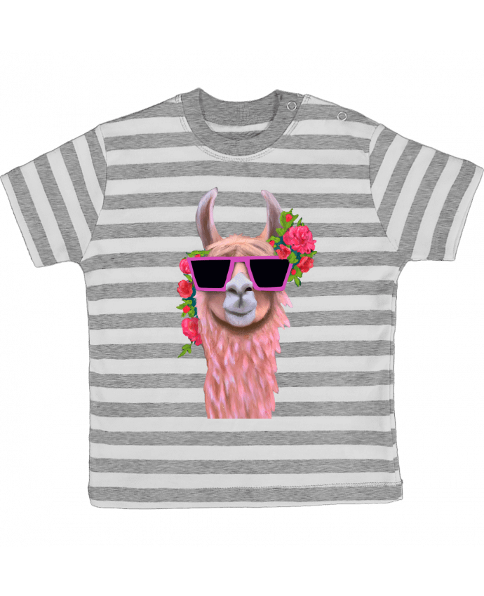 Tee-shirt bébé à rayures Lama lunettes de soleil par justsayin