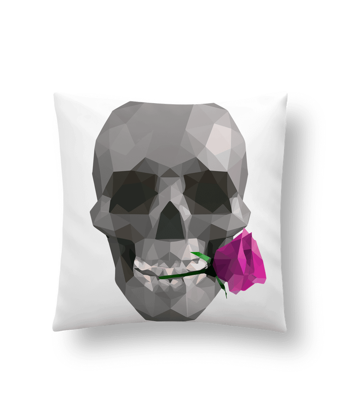 Coussin Tête de mort et rose par justsayin