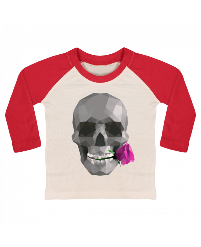 Tee-shirt Bébé Baseball ML Tête de mort et rose par justsayin