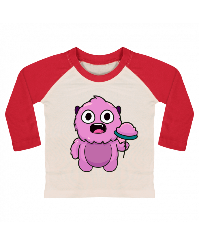 Tee-shirt Bébé Baseball ML Mignon monstre rose par justsayin