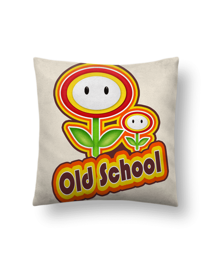 Coussin suédine fleure old school par feijao