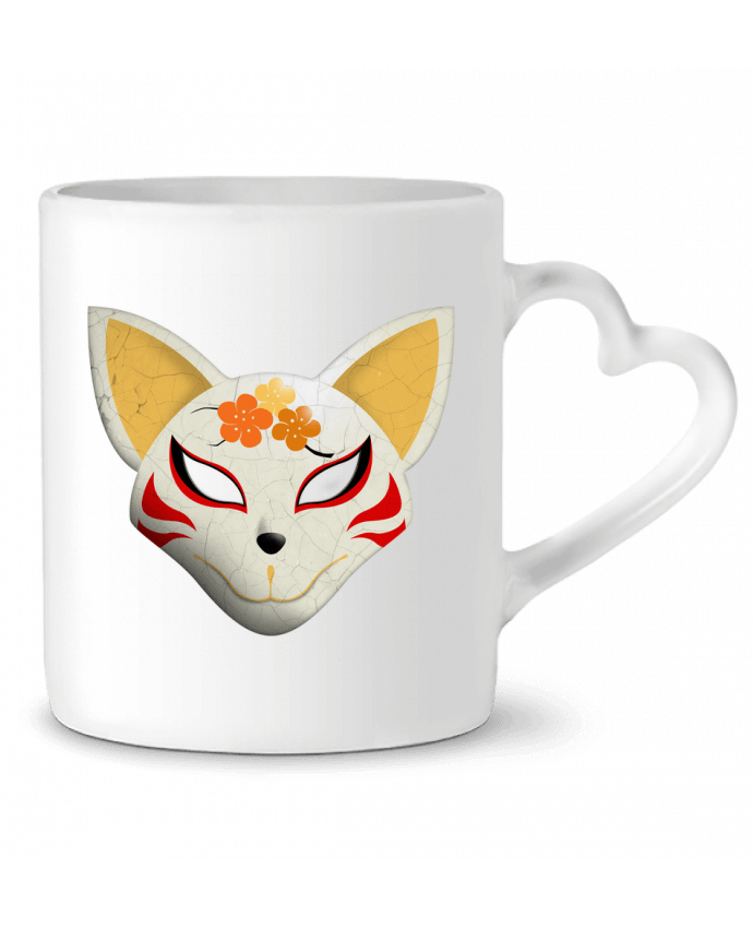 Mug coeur Masque renard kabuki par Lamouchenoire