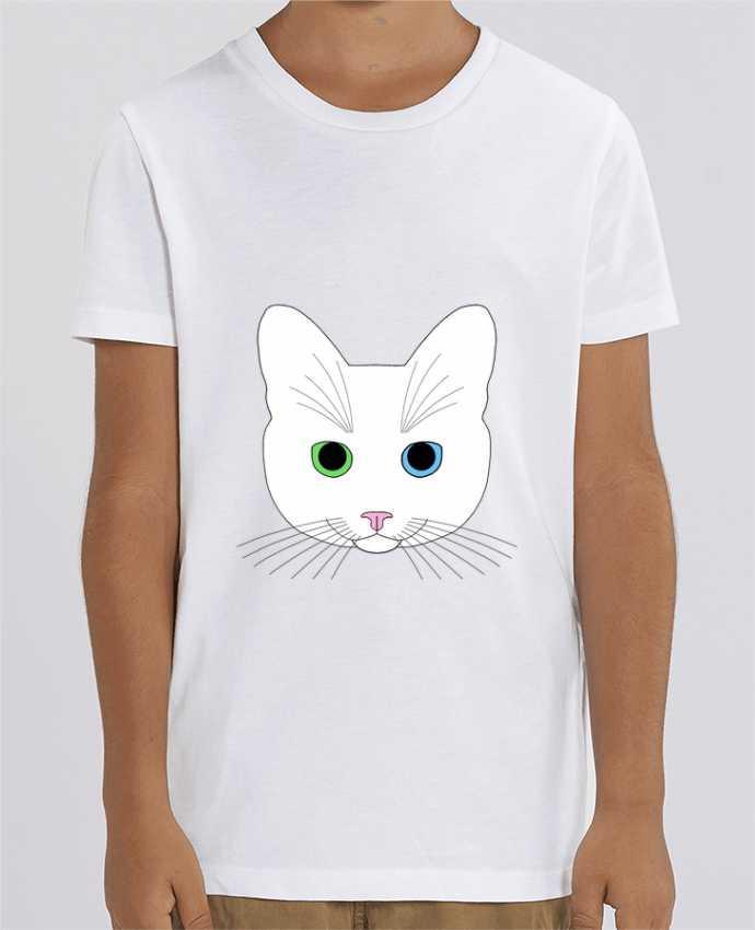 T shirt Enfant Chat blanc yeux vert bleu Par Finger L