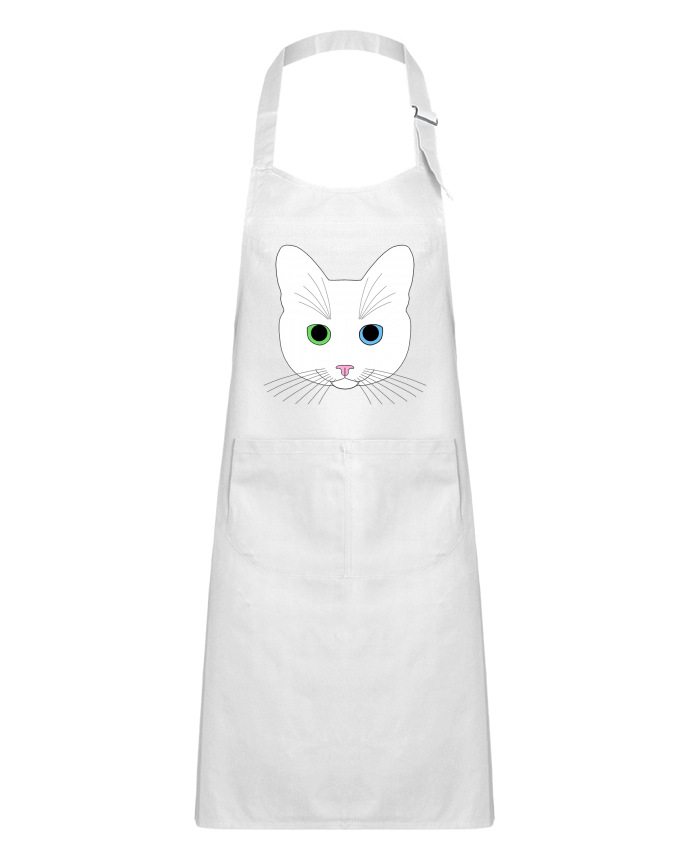 Tablier Enfant Chat blanc yeux vert bleu par Finger L
