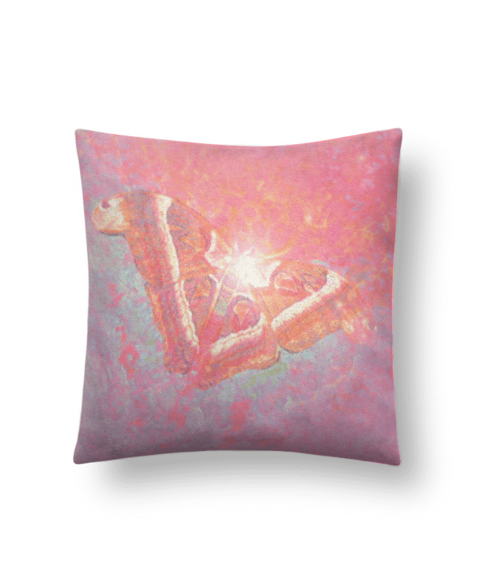 Coussin suédine Papillon rose par Jaspaia