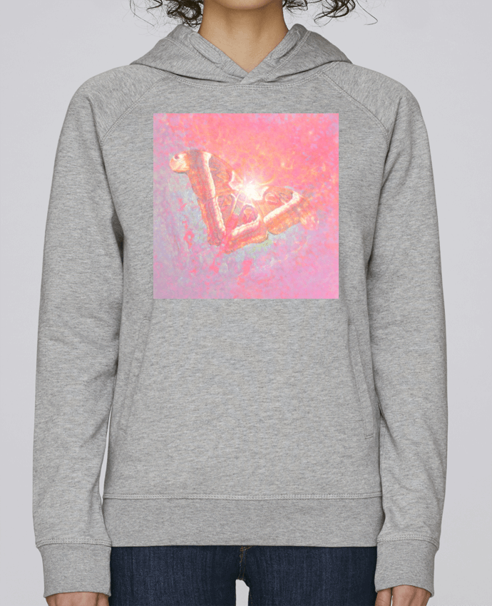 Sweat capuche femme Papillon rose par Jaspaia