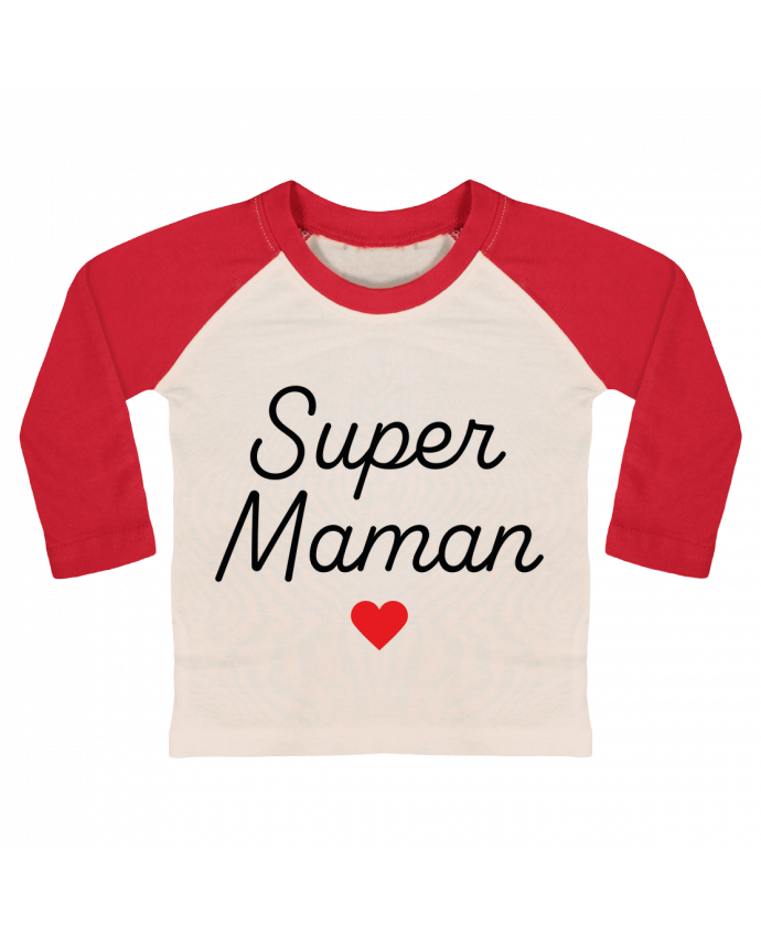 Tee-shirt Bébé Baseball ML Super Maman par Mademoiselle Polly