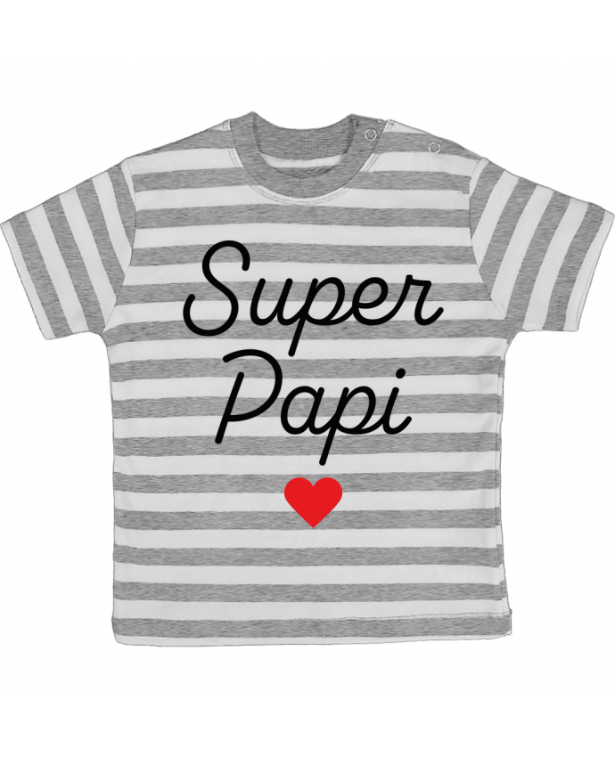 Tee-shirt bébé à rayures Super Papi par Mademoiselle Polly