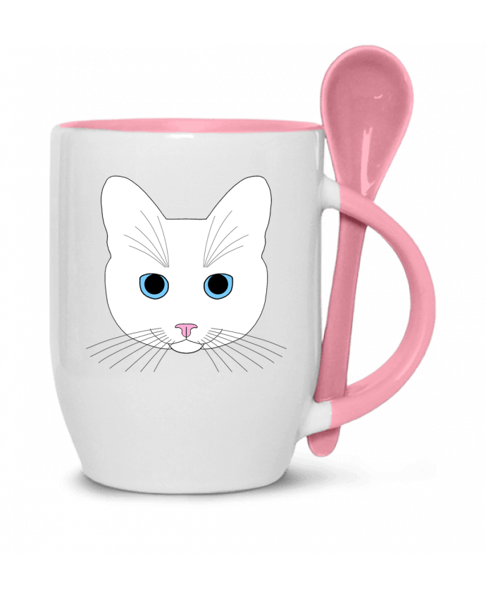  Tasse cuillère Chat blanc yeux bleu par Finger L